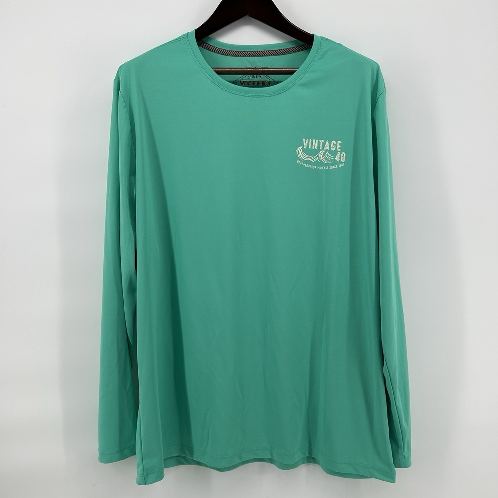 Weatherproof Vintage Sun Shirt Mens 2XL Mint Green Graphic Performance Camp